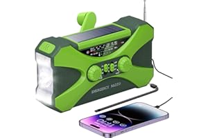 EUJAM Radio Solar 10000 mAh Altavoz Bluetooth Portátil con Radio Solar Am FM 4 Modos de Carga 3 Modos de Linterna Manivela Lampara de Lectura SOS Al Aire Libre Supervivencia