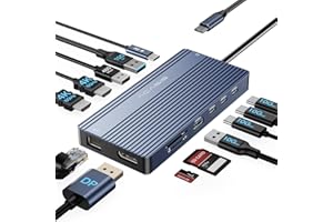 Docking Station USB C Triple Pantalla 14 en 1, ACASIS Hub USB C con 2 HDMI+DP(4K60Hz), Ethernet, 5 *USBC/A 10Gbps,100W PD, SD/TF 3.0, Audio, para MacBook/DELL/HP/Lenovo ThinkPad/Surface