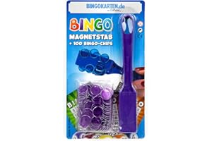 DiPrint Baguette magnétique de bingo avec 100 jetons de bingo (violet) - Version améliorée