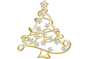 EVER FAITH Weihnachtsbaum Brosche Weihnachten Christmas Tree Pin mit kleinen Sternen baumelnden Kristall Silber-Ton