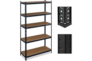 Relaxdays Estantería Metálica Cargas Pesadas, 180 x 100 x 40 cm, máx. 500 kg, 5 Baldas, Sótano o Trastero, Acero, Negro