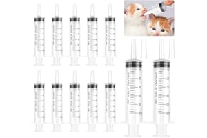 FAMCUCHE 12 Pièces Seringue 60ml, Seringue Plastique avec Bouchon, Seringue Alimentaire Réutilisable, Grosse Seringue Dosage avec échelle Graduée pour Le Laboratoire, L'alimentation Animale