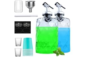 DECHOGA Dispenser for Mouthwash, 2 Bottles Dispenser with Plastic Cup Holder with 1 Funnel Dispenser 7 Paper Cup 2 Drinking Cups, Transparent Container Bathroom Accessories
