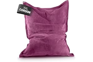 Lumaland Pouf classique XXL en velours côtelé - Pouf géant XXL avec structure nervurée douce - Idéal avec canapé et fauteuil d'intérieur - Pour salon, chambre à coucher, etc. - 380 l, 140 x 180 cm