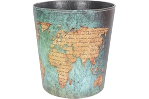 jojofuny Corbeille de Cuir Cann- Carte Conception de La Carte Vintage Déchets de Papier Panier Poubelle Poubelle Bac pour Salle de Bain Cuisine Salon Chambre Bureau