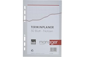 bsb Ersatzeinlage Notizen - 6-fach Lochung - Größe: circa A5 - für bsb Manager Terminplaner - 02-0051