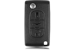 Betterher Funda de la Llave remota 3 Botones para Peugeot 207 307 308 407 607 807 Citroën C2 C3 C4 C5 C6 Funda de la Llave Plegable de Coche - Cuchilla con Ranura,con Estante de batería