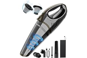 TANYO Handstaubsauger Akku 5 In 1, 15000Pa/10000Pa 2 Drehzahl Auto Staubsauger Stark mit LED Licht, Nass/Trocken Tragbarer Handstaubsauger Kabellos für den Auto, Haus, Küche, Tierhaare(Grau)