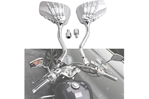 Heart Horse 1 Pair Universal Motorcycle Scooter Chrome High Skeleton Hands Claw Side Rear View Mirrors for Motorbike E-Bikes ATV Yamaha with 8mm and 10mm Thread - Silver