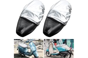 SHISHENG Motorcycle Seat Cover 2 Pieces Waterproof Leather Seat Cover Motorcycle Saddle Cover Universal Protector Seat for Different Type of Electric Motorcycles and Scooters Silver 70 x 40 cm
