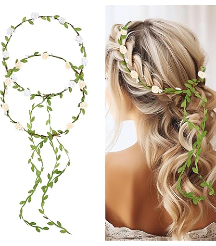 Couronne De Fleurs Wohlstand Bandeaux Cheveux Vignes,Mariage Floral Bandeau 35.5 * 1.5cm,serre- Tête De Vigne,Femmes Fleur Bandeau Avec Ruban, Couronne De Mariage Guirlandes Couronne Couronne Florale Accessoire Mariage - 5