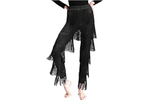 Jhaoyu Pantalones de danza para mujer, pantalones de danza Rumba, tango, salsa, pantalones de entrenamiento, salón de baile, pantalones de baile latino, pantalones de borlas, ropa de danza