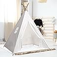Anttyscar Teepee Tent for Kids Indoor Tents With Inner Pocket,Unique Reinforcement Part - Foldable Play Tent Canvas Childrens Tents for Girls & Boys,Portable Indoor/Outdoor Tipi Play Tent