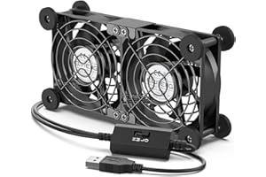 ELUTENG Ventilateur USB 80 mm 5 V 2 en 1 avec 3 vitesses réglables, double ventilateur USB 80 mm Ventilateur d'ordinateur avec 8 pieds amortisseurs pour PS5, PS4, ordinateur portable, TV Box Routeur
