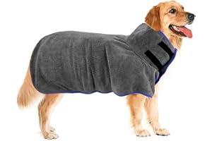 JODSEN Hundebademantel, Mikrofaser Hundehandtuch Bademantel Hund, Morgenmantel mit Verstellbarem Kragen und Taille, Super Schnell trocknender Hunde Bademantel für Große Hunde Mittelgroße Hunde (Large)
