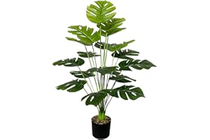 AIVORIUY Pianta Finte Interno Alberi Artificiali in Vaso Palma Piante Artificiali da Esterno Palme Soggiorno Decorazioni Camera da Letto Balcone Casa Ufficio Giardino (75cm Verde Palma Monstera)