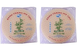 BAMBOO TREE Round Vietnamese Rice paper 22cm 340g Summer Roll Goi Cuon Banh Trang Fresh Spring Roll Pack of 2
