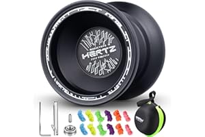 SHUNGRU JoJo Y03-Hertz Profi Unresponsive JoJo für Kinder und Erwachsene, Trick JoJo Y03 mit Langen Spin Zeit, Pro Metall Jo-jo für Fortgeschrittene + 12 Jo jo Saiten + Yoyo Case Tasche - Schwarz