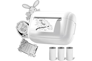 TATTMUSE Mini Drucker Q02E, Ultra Mini Fotodrucker für Smartphone, Sticker drucker mit 3 Rollen Thermopapier, Thermodrucker Etikettendrucker für Studienhinweise, DIY, Weiß