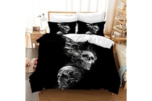 Gegeryozer Copripiumino con teschio, set di copripiumini gotici, in microfibra, per bambini, con 2 federe 50 x 75 cm (KL5, 220 x 240 cm)