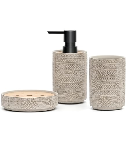 Schöner Wohnen Kollektion Bad-Accessoire Set Mod. Zena 3-teilig Keramik Bambus Schwarz mit Seifenspender Zahnputzbecher und WC-Garnitur Maße 38,5 cm x 10 cm Küche, Haushalt & Wohnen