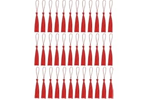 Amdonalo 30 PCS Bookmark Tassels, Mini Silky Tassels for Bookmarks, Handmade, Resin DIY Craft Supplies, Home Decor, Red