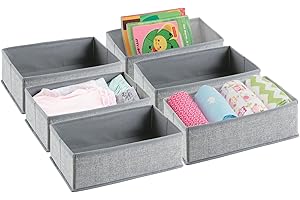 mDesign 6-częściowy zestaw pudełek do przechowywania – szare pudełka do przechowywania z tworzywa sztucznego – szafka dziecięca organizer na ubrania, kosmetyki, pieluchy, chusteczki, balsam, lekarstwa