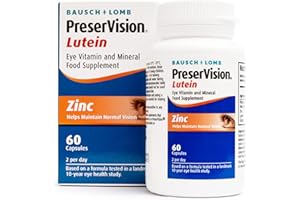 PreserVision Lutein by Bausch + Lomb, Lutein, Zinc, Copper and Vitamin C and E, Eye Vitamin and Mineral Food Supplement, Two Lutein Soft Gel Capsules per Day