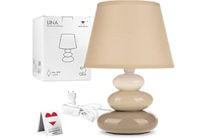 Urban Lifestyle Lampada da tavolo Lina/Lampada da comodino di ceramica di 3 pietre (taupe)