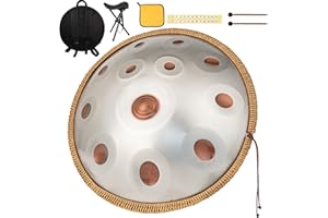 HAND-PAN Handpan Drum 440 Hz 12 Notas 22 Pulgadas Handpan Instrument D Menor Handpan Music Percusión Armónica que Genera una Resonancia Cómoda Ideal para Principiantes en Sanación con Sonido, Meditación