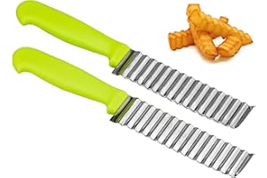 KARAA 2 Stück Wellenschneider Kartoffelschneider Edelstahl Pommes Frites Wellenschneider Gemüsehobel Gemüseschneider für Kartoffeln Süßkartoffeln Obst Gemüse Zwiebeln