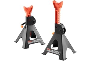 VEVOR Jack Stands, 3 Ton (6,000 lbs) Capacity Car Jack Stands, 10.8-16.3 inch Adjustable Height, for lifting SUV, Pickup Truck, Car and UTV/ATV, Red, 1 Pair