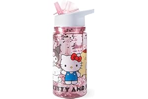 P:OS Hello Kitty Trinkflasche Kinder 450 ml - Strohhalmflasche mit Henkel, Wasserflasche für Mädchen - Kinderflasche für Kindergarten, Schule, Sport und Ausflüge, Pausenflasche to go