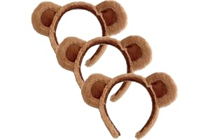 Funngy pannband med björnöron, 3 st bruna plyschdjur hårringar mjukt ansiktstvätt pannband för kvinnor djur pannband söta djur öron jul hårband söt fest huvudbonader för vuxna tonåringar