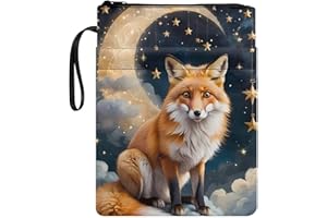 Poceacles Fox Moon Star Cloud Book Cover Paperback Hardback Textbooks Storage Bag for Book Lovers Women Men
