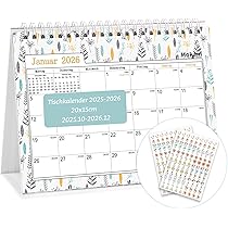 Praktischer Tischkalender 2025/2026 - Mit Deutschen Feiertagen & Stabilem A-Ständer