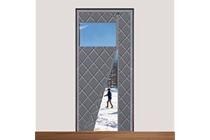 Sekey Cortina Térmica Magnética 80x200cm con Ventana, Protección contra el Frío, Apertura Lateral, Sin Taladrar para Puerta de Balcón