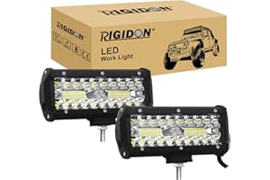 ‎RIGIDON RIGIDON 8D 2 Stück 7 Zoll 18 cm 120W außen alu led lichtleiste, 12V 24V Wasserdicht warmweiß offroad beleuchtung für Auto SUV Offroad ATV LKW Traktor Fahrzeuge 4x4, Direkt led nebelscheinwerfer 6000K