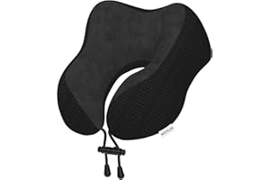 Yomisee Nackenkissen Flugzeug, Reisekissen Auto aus Memory Foam mit samtweichem Bezug, Nackenhörnchen Erwachsene für Reisen, Camping, Büro und Haus (Schwarz)