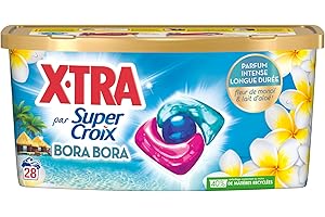 MIROR Xtra par Super Croix -Trio-Caps - Bora Bora - Fleurs de Monoï & Lait d'Aloe - Moment Evasion - Experience Sensorielle - Parfum Intense - Longue Durée - Efficace dès 20°C - 28 Lavages