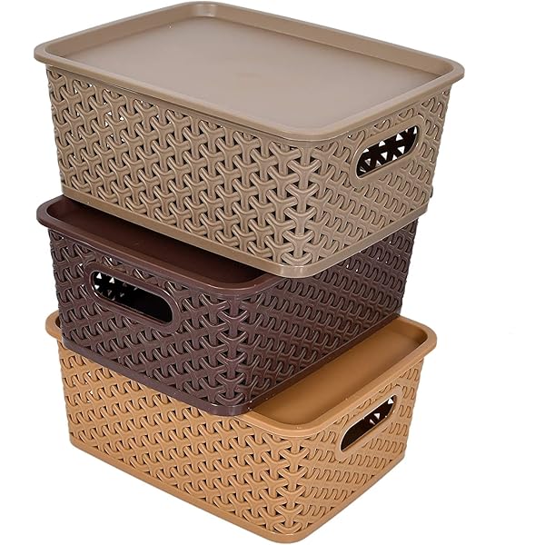 Buy JOYO Plastics 3 Pcs Set Better Home Square Plastic Basket