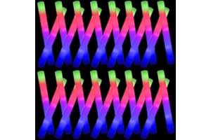 YQXTOOEL 20pcs Giant Glow Foam Sticks,Light up Batons,Foam Glow Sticks for Wedding,3 Multi-modes Color Flashing Wand for Party Supplies Kids Party,Birthday,Weddings,Gifts for Kids