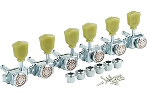 Guyker 3x3 Vintage Style Locking Guitar Machine Heads – 1:15 Ratio Lock String Deluxe Tuning Key Pegs Tuners Set Replacement for Electric, Acoustic or Folk Guitars - Chrome