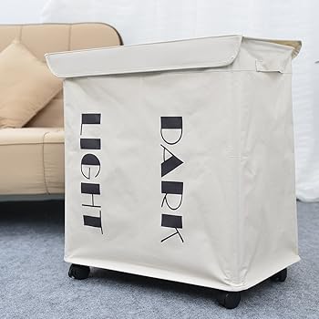 Wäschekorb auf Rädern, groß Wäschesack, Wäschekorb, doppelte Abschnitt