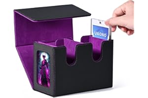 UAONO Deck Box with Dual Commander Displays, Card Storage Box Holds 280+ Single-Sleeved Cards, Trading Card Box Suitable for CCG, MTG, EDH（Black&Purple）
