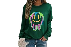 WIEIYM Women Sweatshirt Smile Face Crewneck Pullover Long Sleeve T Shirt Graphic Print Basic Tops Causal Jumpers S-XXL