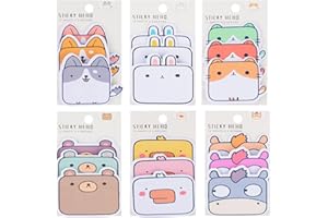 DASHUAIGE 6 Packs Cute Animal Sticky Notes, Sticky Notes Kawaii Stationary self-Adhesive Sticky Note Pads for Pet Lovers Office School Supplies Gifts (C)