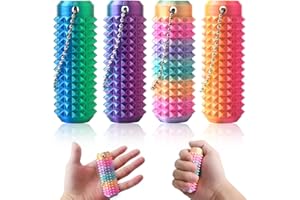 KutaKuta Little Ouchies Pain Fidget - 4 Stück 3D Gedruckte Spiky Grippie Stim für Erwachsene und Jugendliche, Tragbar Spiky Grippie Stim Keychain & Sensorik Spielzeug für Stressabbau und Fokus