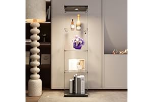 HYNHXBP vitrina de cristal, armario de colección moderno con 1 puertas y cerradura, mueble vitrina de cristal para colección, sala de estar, dormitorio (negro + efecto espejo, 125 x 42,5 x 32,5 cm)