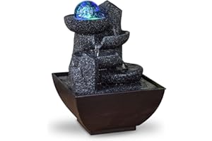 ZEN LIGHT Fontana interna Cascata Zen Rilassante Luce LED Colorata, Decorazione Soggiorno, Camera, Ufficio, Regali Utile Piccolo Prezzo Basso Ingombro, Fontana da Tavolo Circuito Chiuso, H 18cm - Lopo Zen'Light